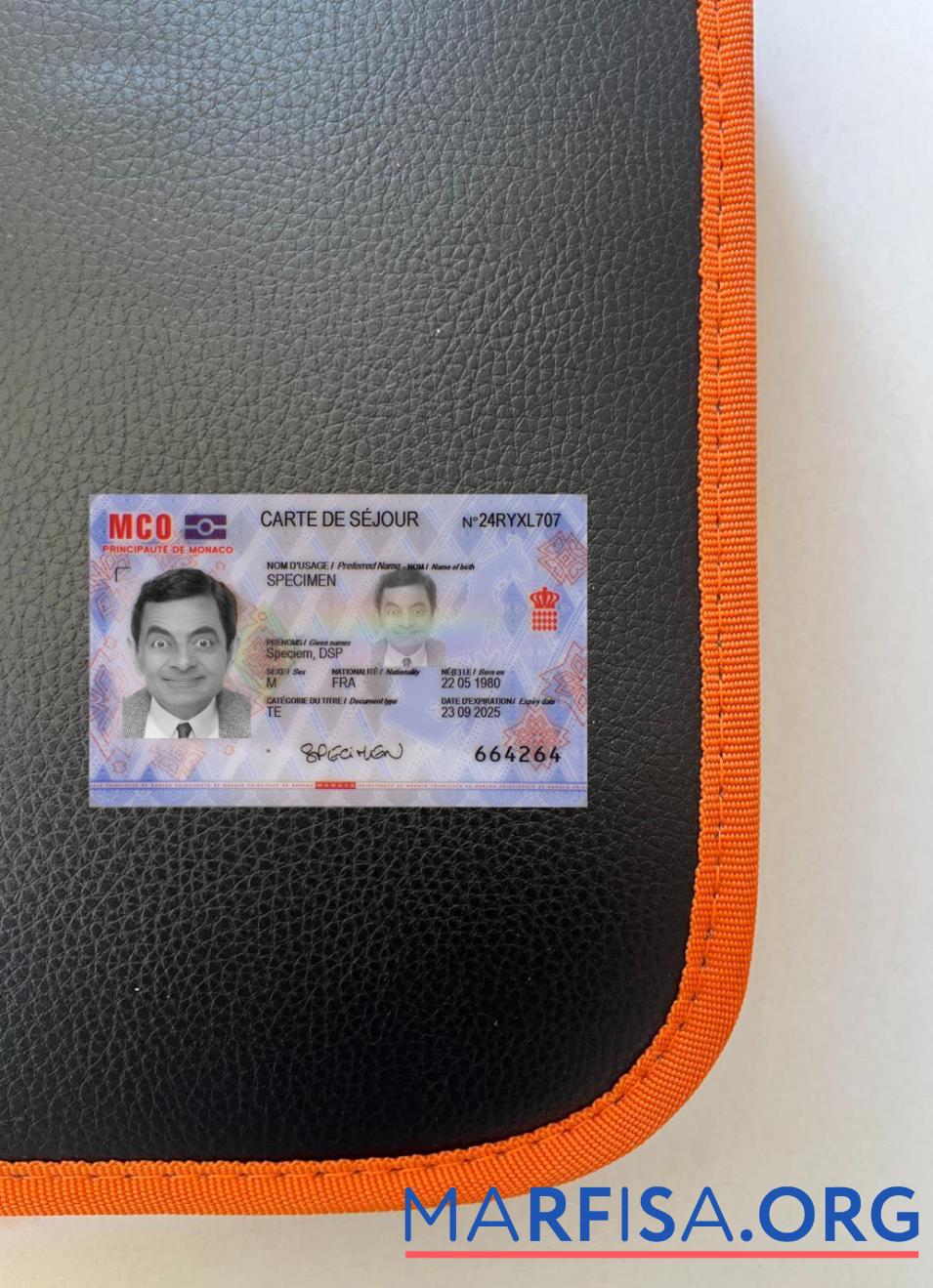 Downloadable Monaco residence permit 2024 present photolook front real example